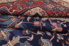 6x9 Navy, Raspberry, Ivory Color Hand Knotted Nourison Nourmak Wool Traditional Oriental Rug