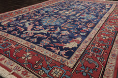 6x9 Navy, Raspberry, Ivory Color Hand Knotted Nourison Nourmak Wool Traditional Oriental Rug