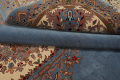 6x9 Blue, Ivory, Taupe Color Hand Knotted French Aubusson Savonnerie Wool Traditional Oriental Rug