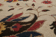 5x7 Beige, Blue, Red Color Hand Tufted Floral 100% Wool Contemporary Oriental Rug