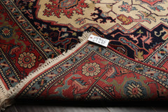 6x9 Pink, Ivory, Midnight Blue Color Hand Knotted Heriz New Zealand Wool Arts & Crafts Oriental Rug