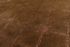 5x8 Tone on Tone Brown, , Color Hand Knotted Tibetan Wool & Bamboo Silk Transitional Oriental Rug