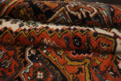 6x9 Orange, Ivory, Black Color Hand Knotted Heriz Wool Arts & Crafts Oriental Rug