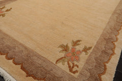 6x9 Ivory, Tan, Brown Color Hand Knotted Tibetan Wool European Classic Oriental Rug