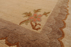 6x9 Ivory, Tan, Brown Color Hand Knotted Tibetan Wool European Classic Oriental Rug