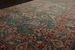 6x9 Teal, Rust, Rose Color Hand Knotted Oushak New Zealand Wool Traditional Oriental Rug