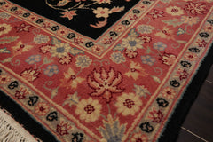 6x9 Black, Pink, Ivory Color Hand Knotted All-Over 100% Wool Traditional Oriental Rug