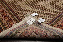 6x9 Ivory, Raspberry, Blue Color Hand Knotted Paisley New Zealand Wool Traditional Oriental Rug