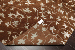 6x9 Brown, Aqua, Color Hand Knotted Floral 100% Wool Transitional Oriental Rug