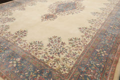 6x9 Ivory, Teal, Rose Color Hand Knotted French Aubusson Savonnerie New Zealand Wool Traditional Oriental Rug