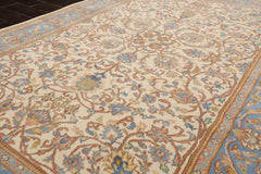 5x8 Ivory, Turquoise, Lime Color Hand Knotted French Aubusson Savonnerie New Zealand Wool Traditional Oriental Rug