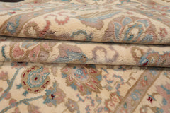 6x9 Ivory, Taupe, Rose Color Hand Knotted Oushak New Zealand Wool Arts & Crafts Oriental Rug