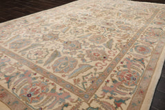 6x9 Ivory, Taupe, Rose Color Hand Knotted Oushak New Zealand Wool Arts & Crafts Oriental Rug