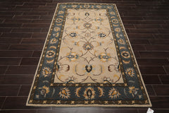5x7 Beige, Teal, Khakee Color Hand Tufted Floral 100% Wool Traditional-Persian/Oriental Oriental Rug