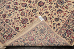 6x9 Ivory, Rose, Blue Color Hand Knotted Kashan New Zealand Wool Traditional Oriental Rug