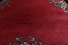 4x6 Rose, Black, Gray Color Hand Knotted Chinese Art Deco Wool Traditional Oriental Rug