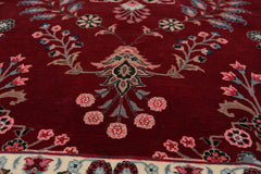 8x10 Wine, Black, Cream Color Hand Knotted All-Over 100% Wool Traditional Oriental Rug