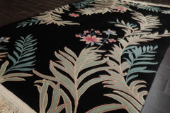 5x8 Black, Aqua, Mint Color Hand Knotted French Aubusson Savonnerie Wool Traditional Oriental Rug