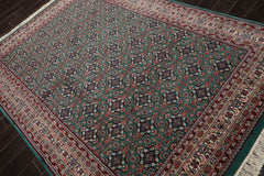 6x9 Turquoise, Ivory, Burgundy Color Hand Knotted Herati Wool Traditional Oriental Rug