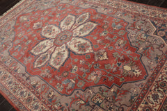 6x9 Rose, Ivory, Taupe Color Hand Knotted Heriz New Zealand Wool Traditional Oriental Rug