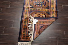 Palace Blue, Gold, Rust Color Hand Knotted All-Over 100% Wool Traditional Oriental Rug