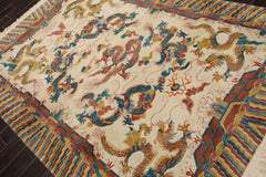 6x9 Ivory, Gold, Brown Color Hand Knotted Tibetan New Zealand Wool Chinese Art Deco Oriental Rug