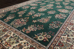 6x9 Emerald, Ivory, Rose Color Hand Knotted Kerman New Zealand Wool Traditional Oriental Rug