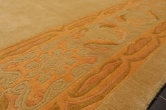 9x12 Beige, Peach, Gold Color Hand Knotted All-Over 100% Wool Traditional Oriental Rug