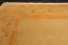 9x12 Beige, Peach, Gold Color Hand Knotted All-Over 100% Wool Traditional Oriental Rug