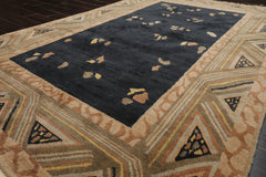 5x8 Charcoal, Brown, Beige Color Hand Knotted Tibetan New Zealand Wool Art Deco Oriental Rug