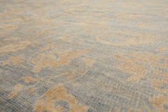 Hand-Knotted 9x12 Tibetan Wool Rug – Antique Traditional Oriental Area Rug in Light Blue and Beige