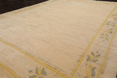 6x9 Oatmeal, Gold, Gray Color Hand Knotted Tibetan New Zealand Wool Art Deco Oriental Rug