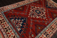 6x10 Rust, Ivory, Blue Color Hand Knotted Oushak Wool Arts & Crafts Oriental Rug