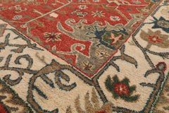 Multi Size Hand Tufted Hand Made 100% Wool Arts & Crafts Oriental Area Rug Muted Coral, Ivory Color