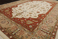 6x8 Ivory, Burnt Orange, Tan Color Hand Knotted Heriz Wool Traditional Oriental Rug
