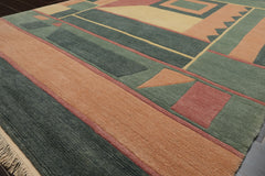 5x8 Teal, Rose, Peach Color Hand Knotted Tibetan New Zealand Wool Modern & Contemporary Oriental Rug