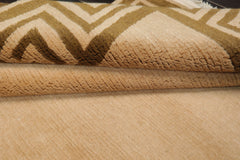 5x8 Warm Beige, Green, Color Hand Knotted Tibetan New Zealand Wool Modern & Contemporary Oriental Rug