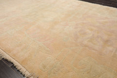 9x6 Beige, Peach, Rose Color Hand Knotted Tibetan New Zealand Wool Art Deco Oriental Rug