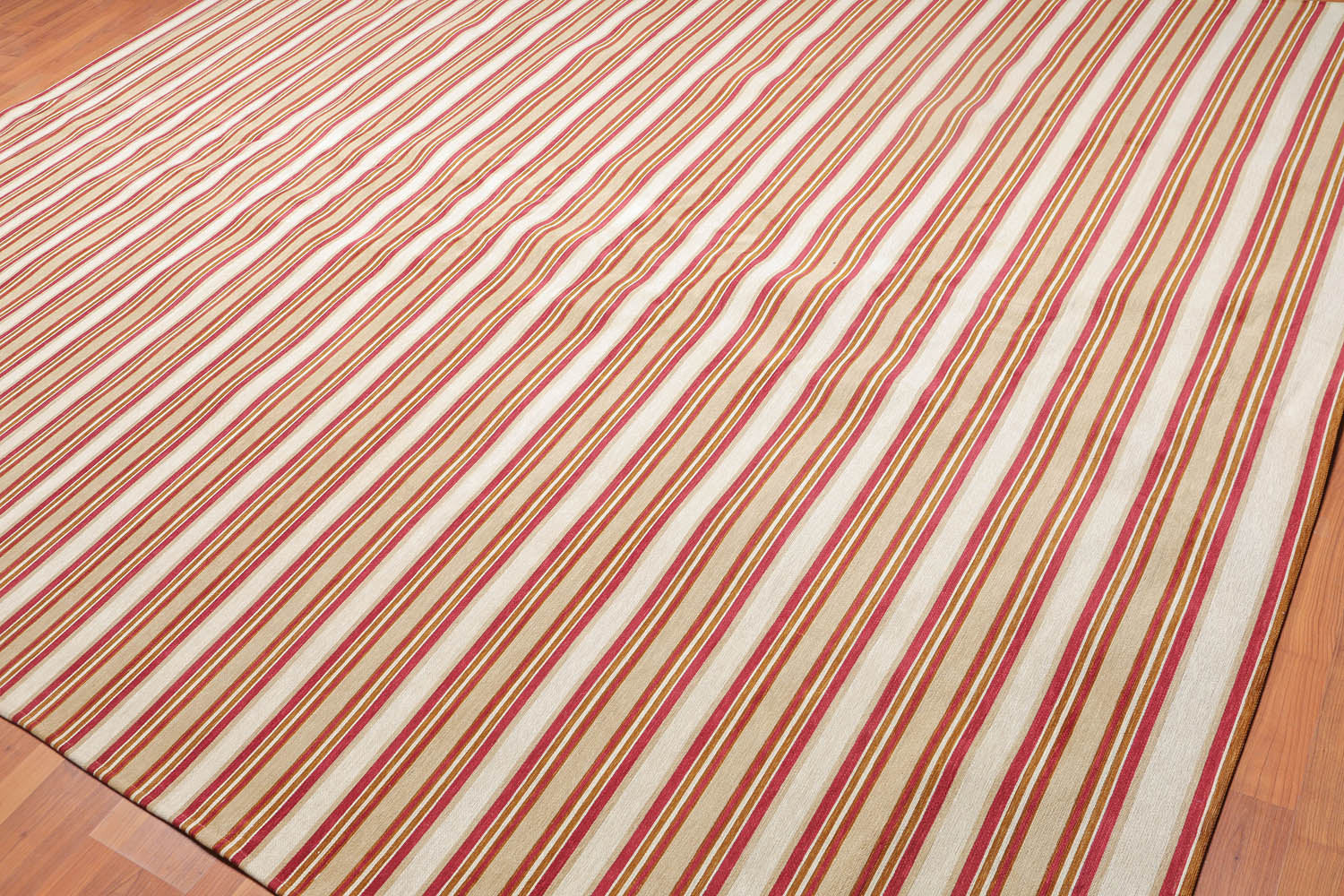 9x12 Beige, Tan, Burgundy Color Machine Made Striped 100% Cotton Traditional Oriental Rug