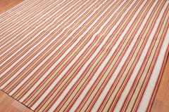 9x12 Beige, Tan, Burgundy Color Machine Made Striped 100% Cotton Traditional Oriental Rug