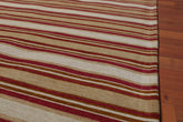 9x12 Beige, Tan, Burgundy Color Machine Made Striped 100% Cotton Traditional Oriental Rug