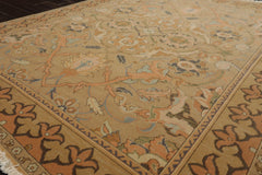 6x7 Khaki, Light Peach, Ivory Color Hand Knotted Aubusson Savonnerrie Wool Traditional Oriental Rug