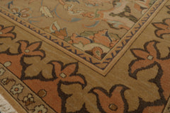 6x7 Khaki, Light Peach, Ivory Color Hand Knotted Aubusson Savonnerrie Wool Traditional Oriental Rug