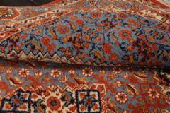6x9 Ivory, Orange, Blue Color Hand Knotted Serapi New Zealand Wool Traditional Oriental Rug