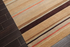 8x10 Beige, Tan, Coral Color Hand Knotted All-Over 100% Wool Modern Oriental Rug