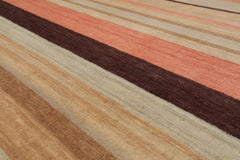 8x10 Beige, Tan, Coral Color Hand Knotted All-Over 100% Wool Modern Oriental Rug