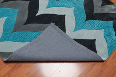 5x7 Gray, Charcoal, Aqua Color Hand Tufted All-Over 100% Polyster Contemporary Oriental Rug