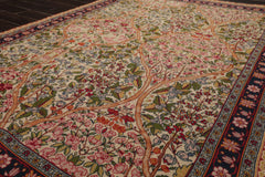 5x8 Ivory, Black, Rose Color Hand Woven French Needlepoint Wool Traditional Oriental Rug