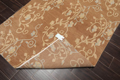 4x6 Caramel, Beige, Aqua Color Hand Knotted All-Over 100% Wool Transitional Oriental Rug