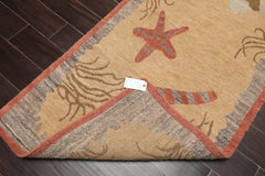 Runner Beige, Pistacchio, Dark Gray Color Hand Knotted All-Over 100% Wool Modern Oriental Rug